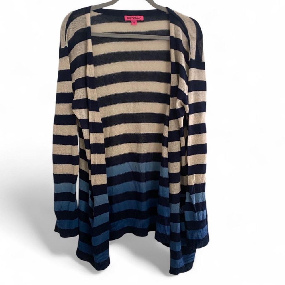 Y2K BETSEY JOHNSON STRIPED OMBRÉ LONG SLEEVE CARDIGAN SIZE LARGE